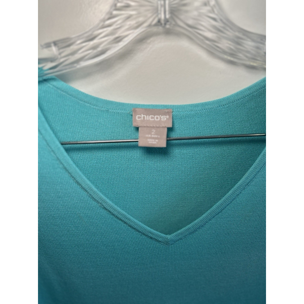 Chico's Cardigan & Shell Twinset Spring Green Lightweight Sz 2 Large - Picture 11 of 16